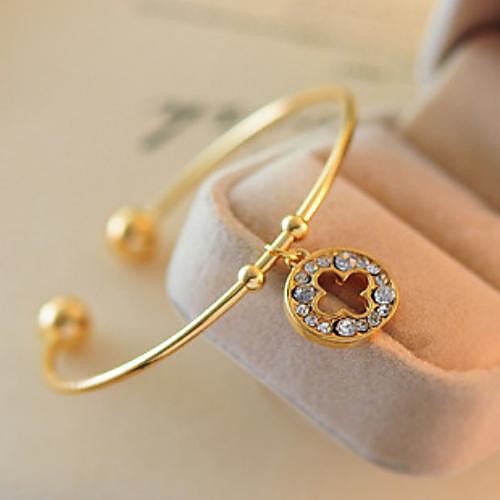 Fashion Round Leaf Golden Alloy Bracelets(1 Pc)