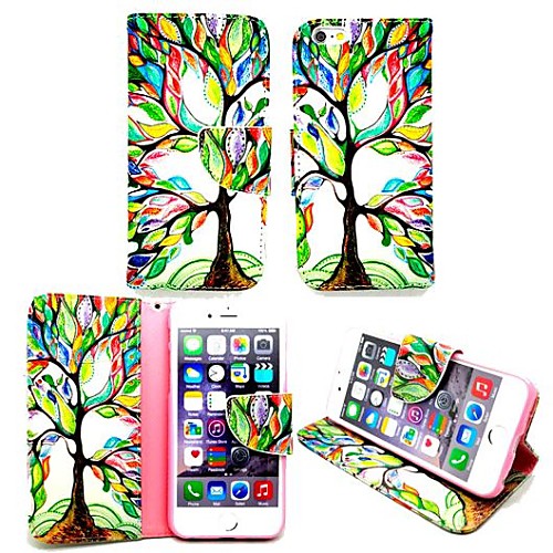 KARZEA™ Life Tree PU Leather TPU Back Painting Card Holder Wallet Case with Oval Bucklefor iPhone 6