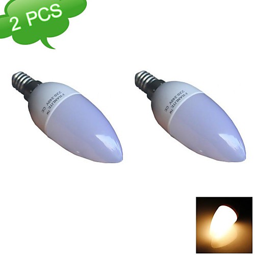 2PCS FRANLITE™ C37 E14 5W(=Incan 40W)  3000K Warm White CRI>80 8x3022SMD LED 420LM LED Light Candle Bulb (AC 220-240V)