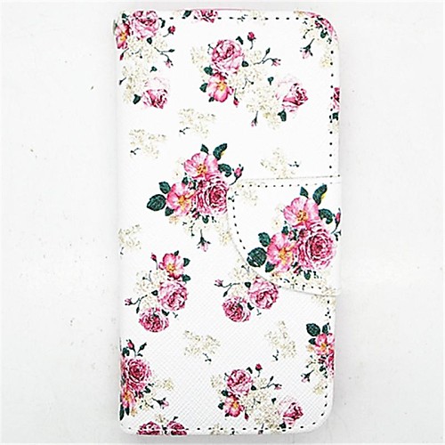 Peony Pattern PU Leather Full Body Case with Card Slot and Stand for iPhone 5C