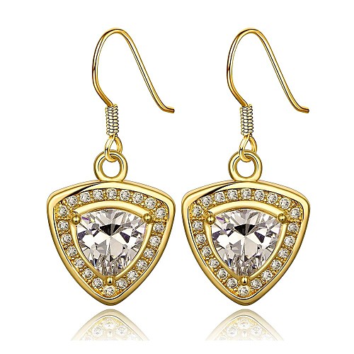 Classics Shield-Drop Golden Gold-Plated Drop Earrings(Golden)(1Pair)