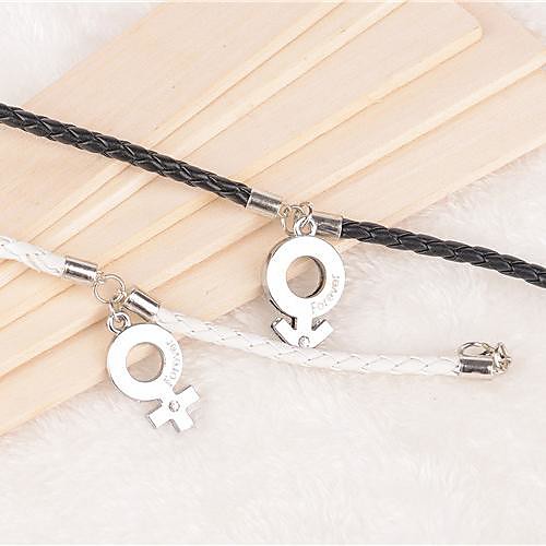 Z&X Male-female Symbolism Black And White PU Leather Couple Bracelets  (1 pair)