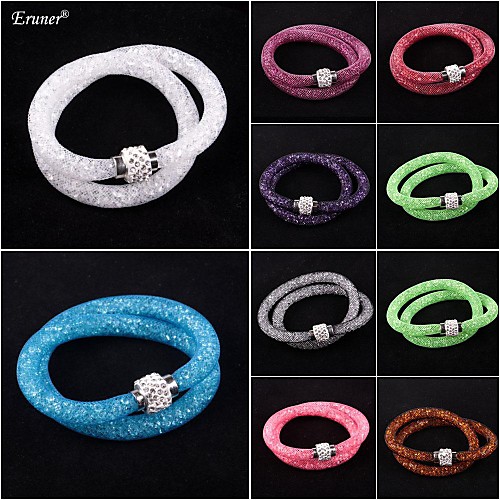 Eruner Hot sale Mesh Double Stardust Bracelets With Crystal Stones Filled Magnetic Clasp Charm Bracelets Bang