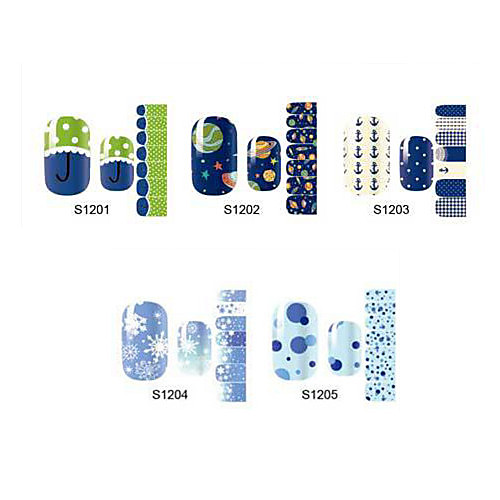 14pcs мультфильм Nail Art Наклейки s1 серии no.1201-1205 (ассорти шаблон)