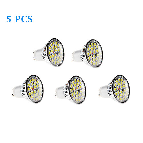 5Pcs GU10 5W 24x5050 SMD 380-420LM 3500K/6000K Warm White Cool White Light LED Spot Bulb (220-240V)