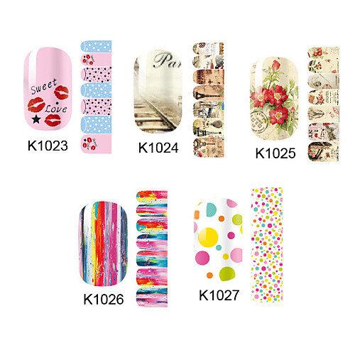 14pcs Nail Art наклейки серии K no.1023-1027 (ассорти шаблон)