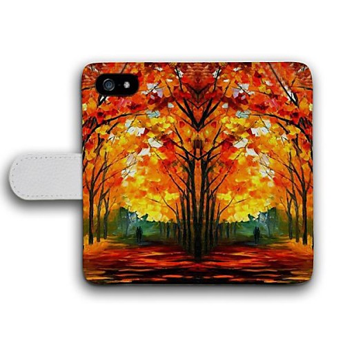 Autumn Woods шаблон PU кожаный чехол для всего тела с слотом для карт iPhone 4 / 4s