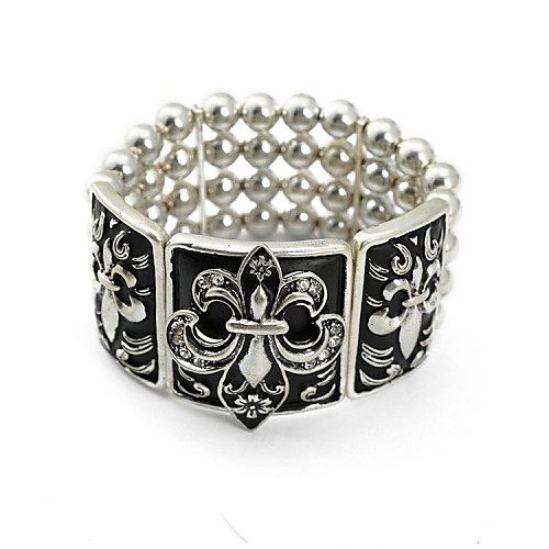 Silver Plated Black Color Steampunk Style Adjustable Bracelet Bangle Women/Men Hollow Out Alloy Beads Pulseiras Feminias