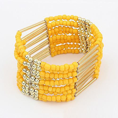 Bohemian Style Beads Elastic Strand Bracelets (1 pc, Yellow / Green / Purple / Multicolor)