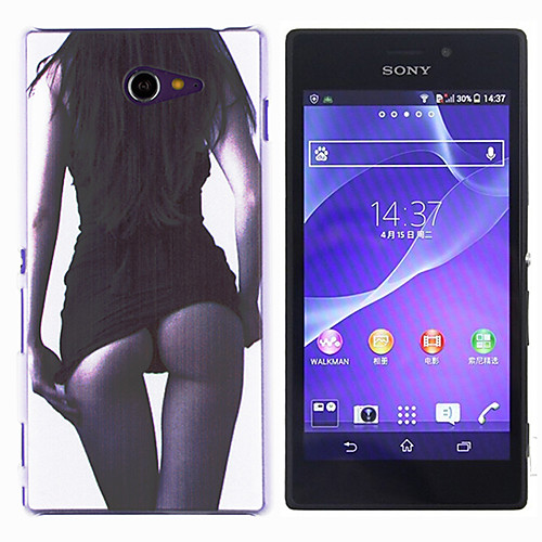 Sexy Girl Transparent Relief Pattern PC Hard Case for Sony Xperia M2 S50h