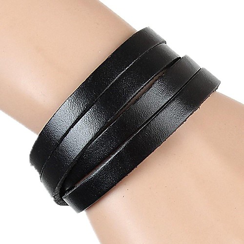 Simple Retro Leather Wrapped Leather Bracelet Twice (Multicolor)