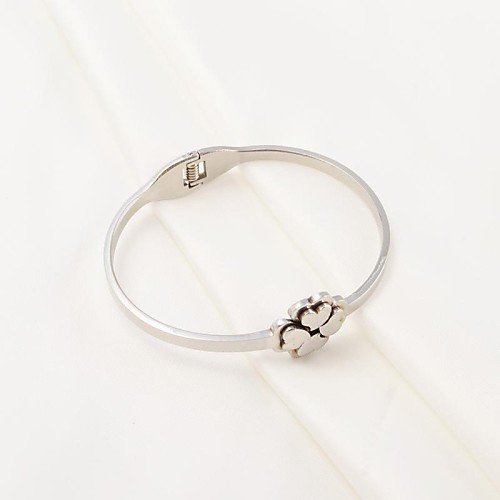 Fashion Heart Lucky Clover 316L Stainless Steel Bangle