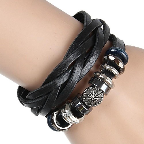 Non-Mainstream Punk Rock Beaded Hand-Woven Leather Bracelet (2 Colors)