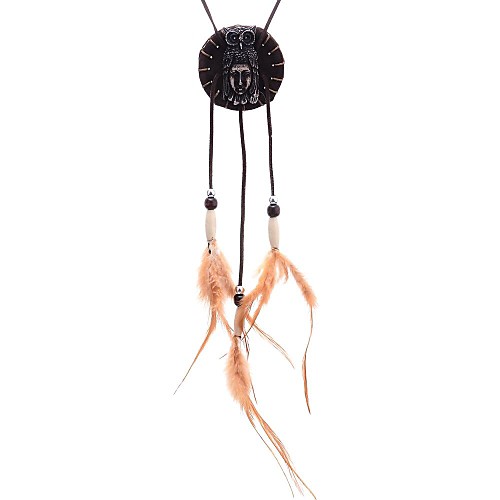 lureme этнической смолы индийский сова кулон перо кожа ожерелье
