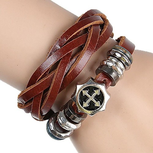 European And American Punk Drip Cross Woven Leather Bracelet (2 Colors)