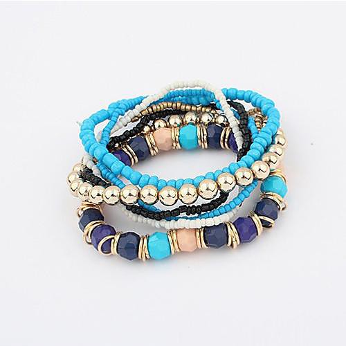 Bohemian Style Multicolor Beads Elastic Strand Bracelets (1 pc, Black / Blue)