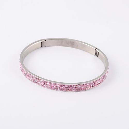 Luxury Women's Full Rhinestone Inlaid Stainless Steel Bangle