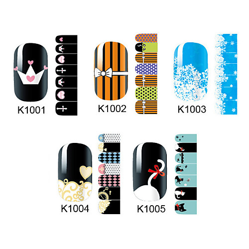 14pcs Nail Art наклейки серии K no.1001-1005 (ассорти шаблон)