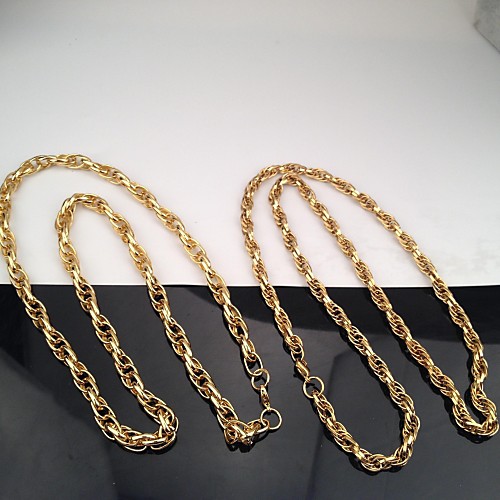 унисекс 18-каратного желтого золота слоистый заполнено гальваническим покрытием звено цепи хип-хоп ожерелье