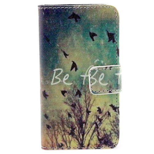 Birds and The Letters Design PU Leather Full Body Cover with Protective Film and Stylus for iPhone 4/4S