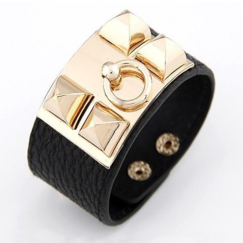 Punk Style Alloy Leather Thick Bracelets (Red, Black)