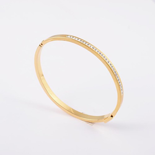 Fashion Women's Fine Diamonds Inlaid Stainless Steel Bangle