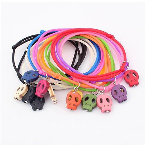 Punk Fashionable Multicolors Skulls Elastic Charm Bracelets (12 pcs Per Set)