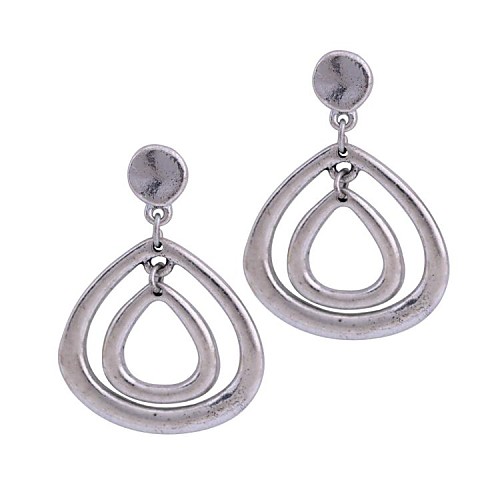 Fashion Jewelry Silver Plated Gold Plated Alloy Triangle Large Pendant Statement Exaggerate Dangle Earrings for Women