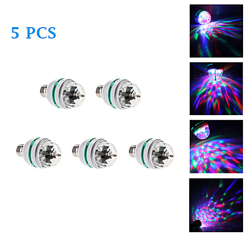 5Pcs Sound Controlled E27 3W Colorful Light Autorotation Mini LED Bulb for Disco Party Stage (85-265V)