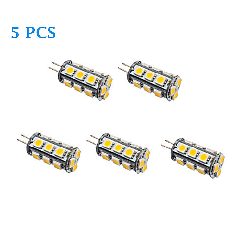 5Pcs G4 2W 18x5050SMD 110LM 3500K/6000K Warm White Cool White Light LED Corn Bulb (13V)