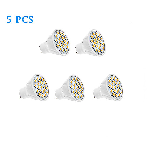 5Pcs GU10 5W 20x5050SMD 320LM 3500K/6000K Warm White Cool White Light LED Spot Bulb (220V)