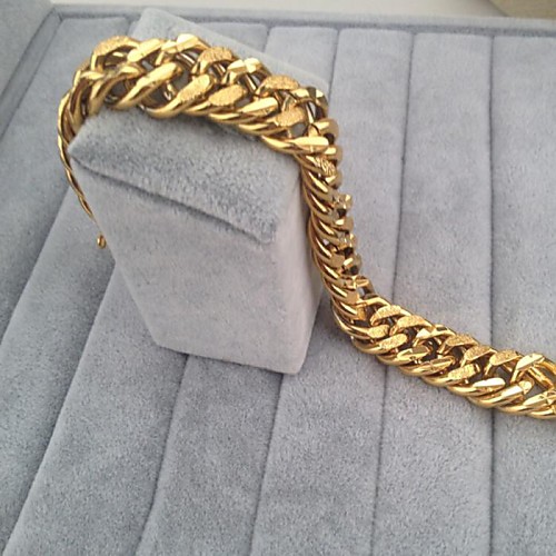 MENS 18K SOLID GOLD FILLED FINISH THICK MIAMI CUBAN LINK BRACELET