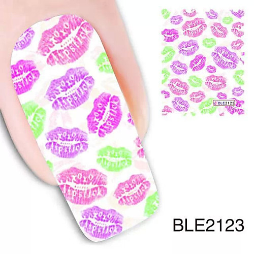 1шт красочные губы дизайн и водяные Nail Art Наклейки ble2123