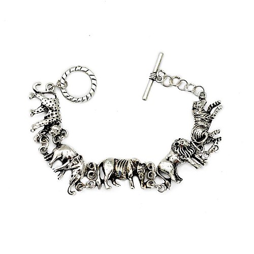 Vintage Jewelry Antique Silver Plated Various Animals Pendant Chain Statement Bracelet Bangle New Designs For Men/Women