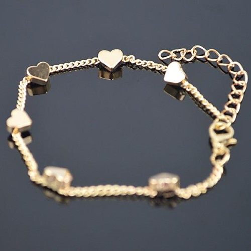 Toonykelly Fsahionable 18cm Love Heart Honey Gold Plated Bracelet(Gold)(1 Pc)