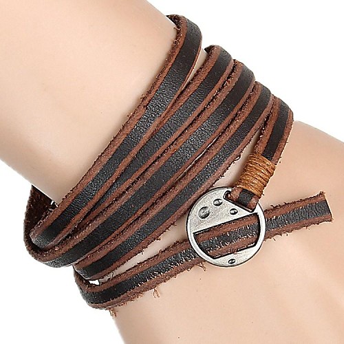 European And American Retro Matte Leather Wrapped Leather Bracelet 5 Laps (Two Colors)