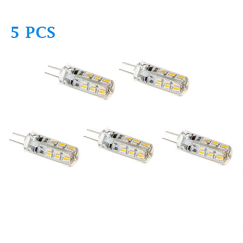 5Pcs G4 1W 24xSMD LED 110LM 3500K/6000K Warm White Cool White Light LED Corn Bulb (12V)