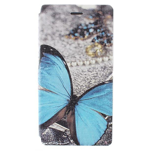 Blue Butterfly Pattern PU Leather Full Body Case with Card for Sony Xperia M2 S50h