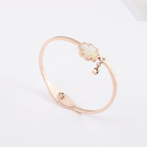 Sweet Flower Shape Stainless Steel Bangle