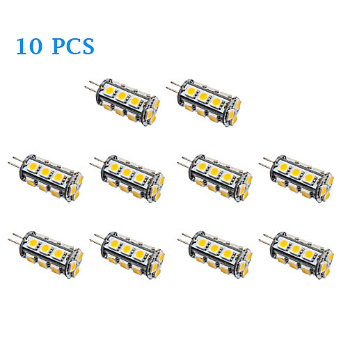 10pcs G4 2W 18x5050SMD 110LM 3500K/6000K Warm White Cool White Light LED Corn Bulb (14V)