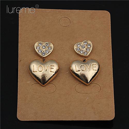 LuremeKorean Alloy Rhinestone  Love Heart Stud Earrings(2 Pairs/Set)