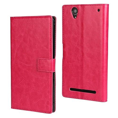 Horse Grain PU Leather Full Body Case with Stand and Card Slot for Sony Xperia T2 Ultra