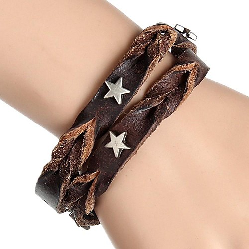 European And American Stars Braided Leather Bracelet Retro Twice (Multicolor)