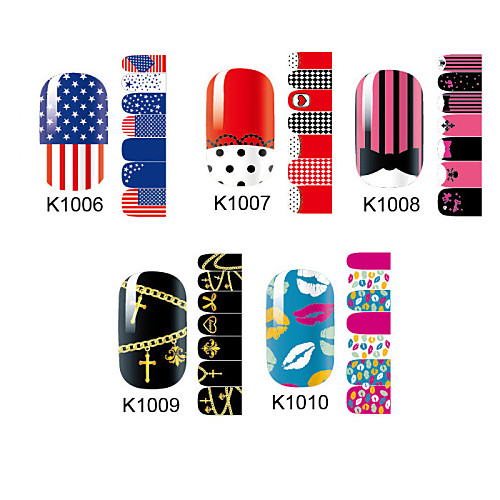14pcs нейл-арта наклейки серии K no.1006-1010 (Ассорти Pattern)