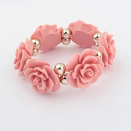 Vintage Sweet Rose Elastic Bracelets (1 pc, Pink / Blue / Black)