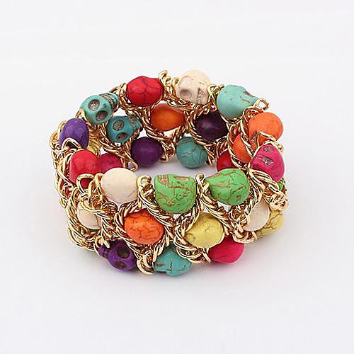 Punk Vintage Multicolor Skulls Elastic Bracelets (1 pc)