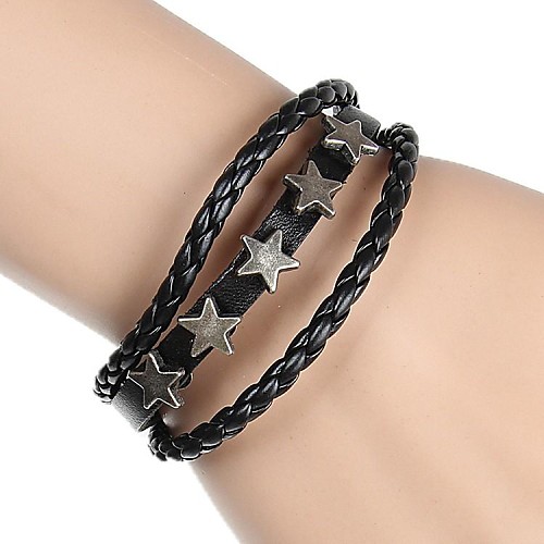 European And American Fashion Star Rivets Leather Bracelet 3 Layers (Two Colors)