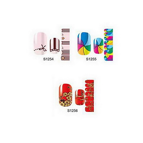 14pcs мультфильм Nail Art Наклейки s1 серии no.1254-1256 (ассорти шаблон)
