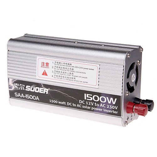 Suoer SAA-1500A 1500W DC12V к AC 230V высокой мощности солнечной инвертора машину (серебряный)