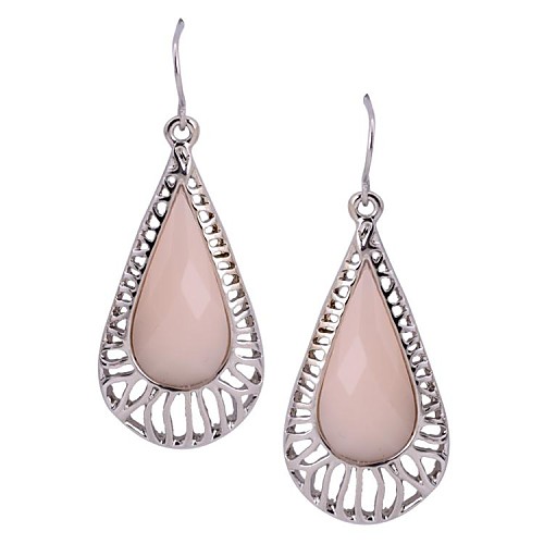 New Fashion 3 Colors Resin Stone Hollow Gold\Silver Plated Alloy Pendant Statement Dangle Earrings Jewelry For women